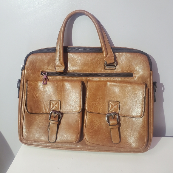 Source Unknown Other - Mens brown business leather travel briefcase laptop bag
